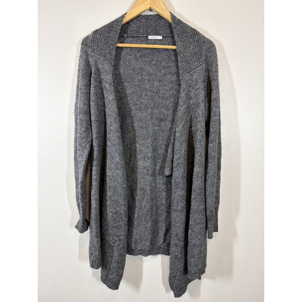 Marella Gray Cardigan‎ Women's Size Large Wool Blend Cozy Knitwear Open Front